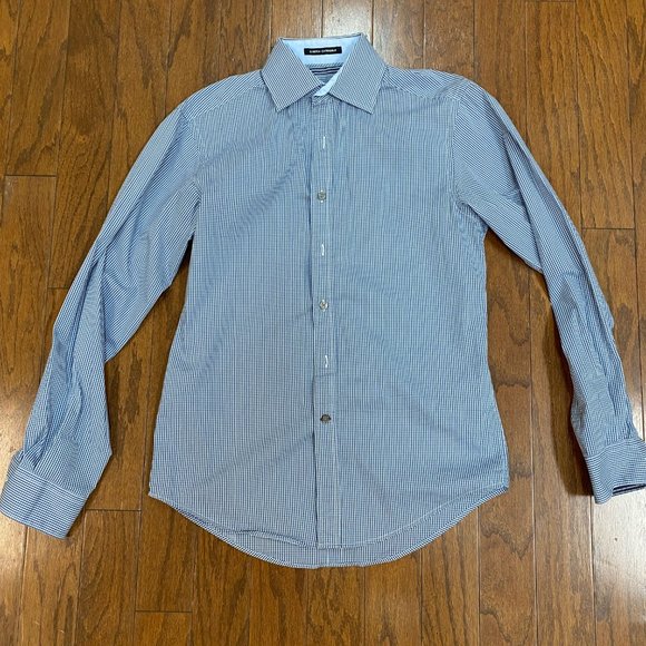 Men Blue Gingham Long Sleeve Button Down - Picture 2 of 2